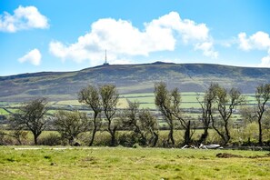 A landscape with a hill, trees, and a distant tower. - 4 Bed in Rhoshirwaun (oc-bow324) (Rhoshirwaun)