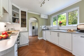 Microwave, oven, dishwasher, high chair