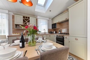 Microwave, oven, dishwasher, high chair