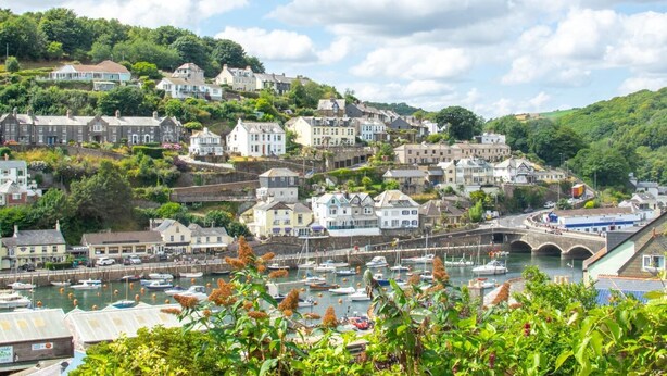 A coastal town with a marina, houses on a hillside, and a bridge connecting the areas. - 2 Bed in Looe (oc-mizzen) (Looe)