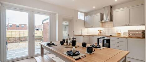 Microwave, oven, dishwasher, high chair