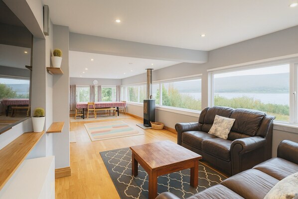 Televisión y chimenea 