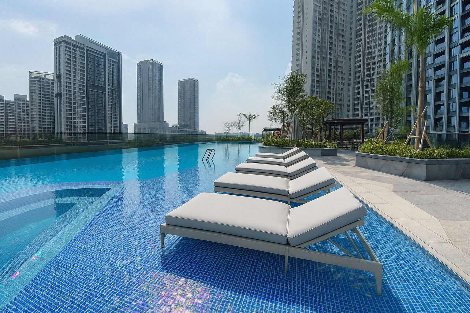 Una piscina al aire libre