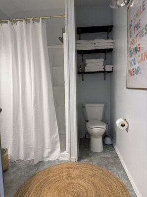 Douche, sèche-cheveux, serviettes fournies, papier toilette