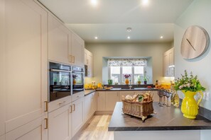 Microwave, oven, dishwasher, high chair