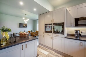 Microwave, oven, dishwasher, high chair