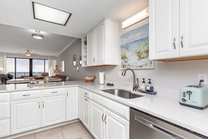 Fridge, microwave, oven, stovetop - Beachfront Bliss • Sleeps 7 • Gulf Front (Navarre)