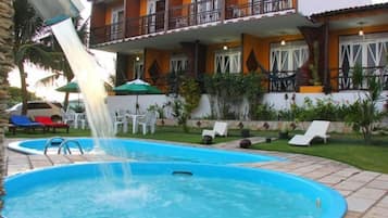 2 outdoor pools, open 8:00 AM to 8:00 PM, pool umbrellas, pool loungers