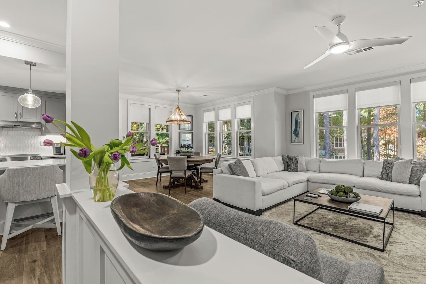 TV connectée, cheminée, livres