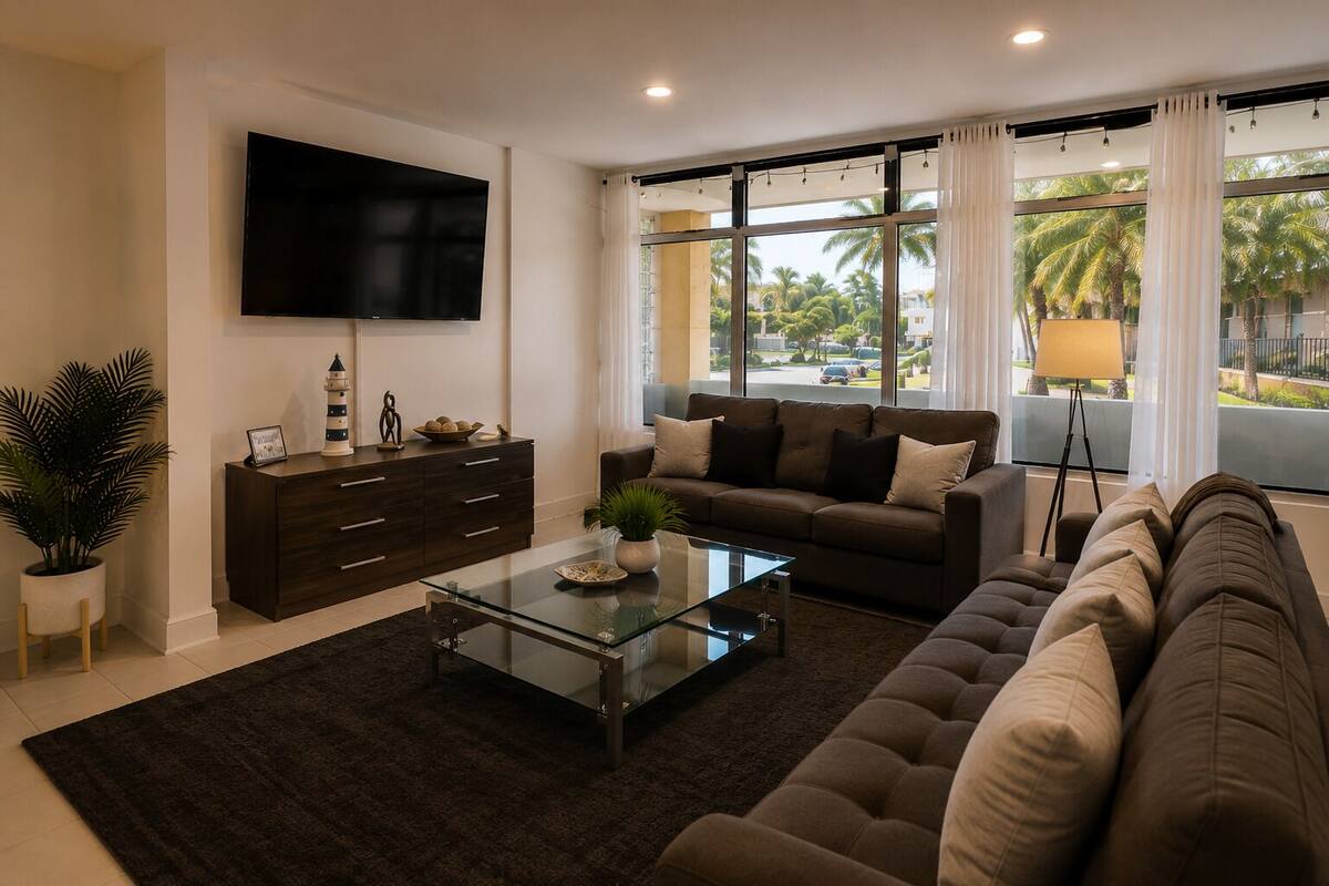 City-Apartment, 2 Schlafzimmer, Balkon | Wohnbereich