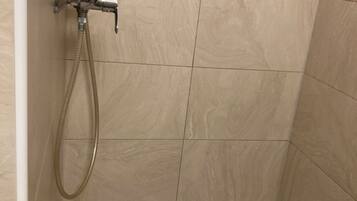 Shower, towels, toilet paper