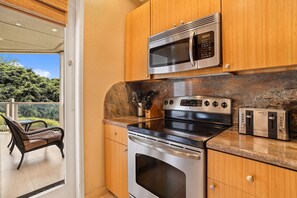 Condo, Multiple Beds, Lanai, Partial Ocean View (Grand Champions 55) | Private kitchen - Grand Champions 55, Beautifully Renovated Single Level, Ocean Views, Split AC (Kihei)