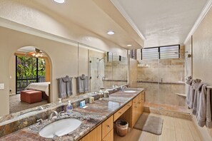 Condo, Multiple Beds, Lanai, Partial Ocean View (Grand Champions 55) | Bathroom - Grand Champions 55, Beautifully Renovated Single Level, Ocean Views, Split AC (Kihei)