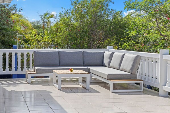 Terrace/patio - Villa Chuchubi in Coral Estate: 2 Bedroom Oceanview Retreat with Private Garden (rif st marie)