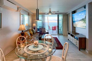 Condo, 1 King Bed with Sofa bed, Lanai, Ocean View (Royal Mauian 309) | Living area - Royal Mauian 309 - Direct Ocean Front, Renovated, Seconds to the Beach, Split AC (Kihei)