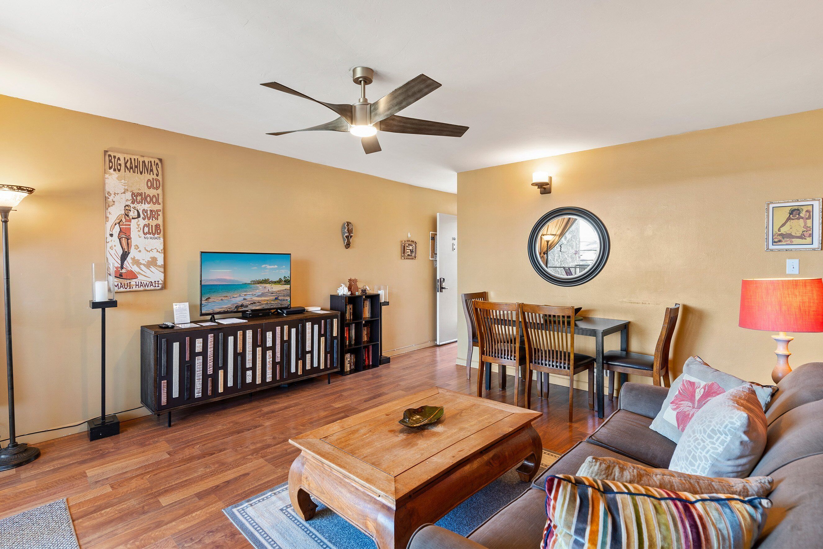 Condo, 1 King Bed with Sofa bed, Lanai, Pool View (Kalama Terrace P-307) | Living area