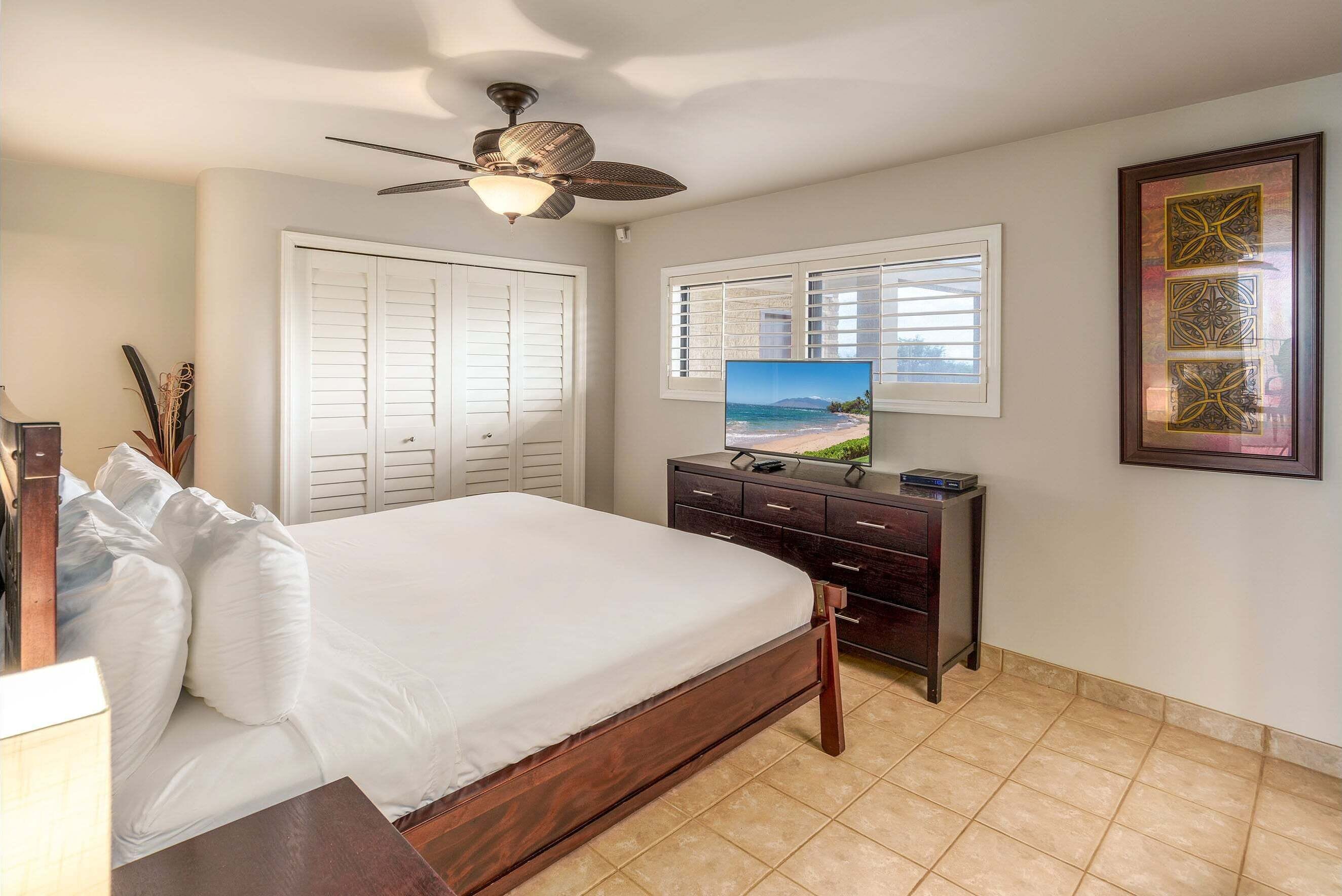 Appart'hôtel, 1 très grand lit, véranda, vue océan (Kihei Beach Condominiums 606) | 1 chambre, bureau, espace de travail pour ordinateur portable