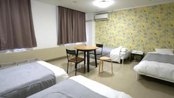 Desk, free WiFi, bed sheets