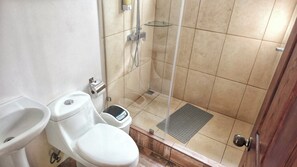 Sèche-cheveux, serviettes fournies, savon, papier toilette