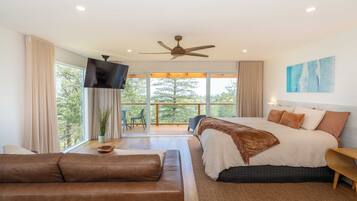 Rise Nest - Superior Studio, Partial Ocean View | Desk, laptop workspace, blackout curtains, iron/ironing board