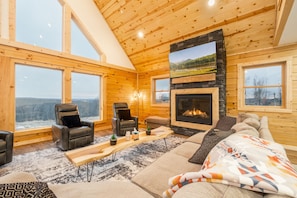 Televisión y chimenea