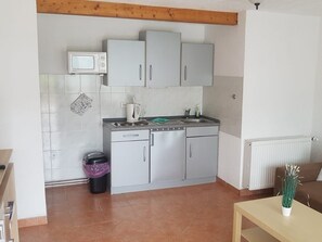 Kühlschrank, Mikrowelle, Ofen, Kochgeschirr/Geschirr/Besteck