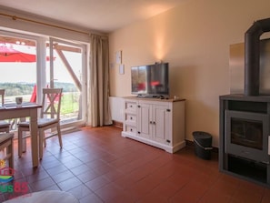 Fernseher, Kamin, DVD-Player