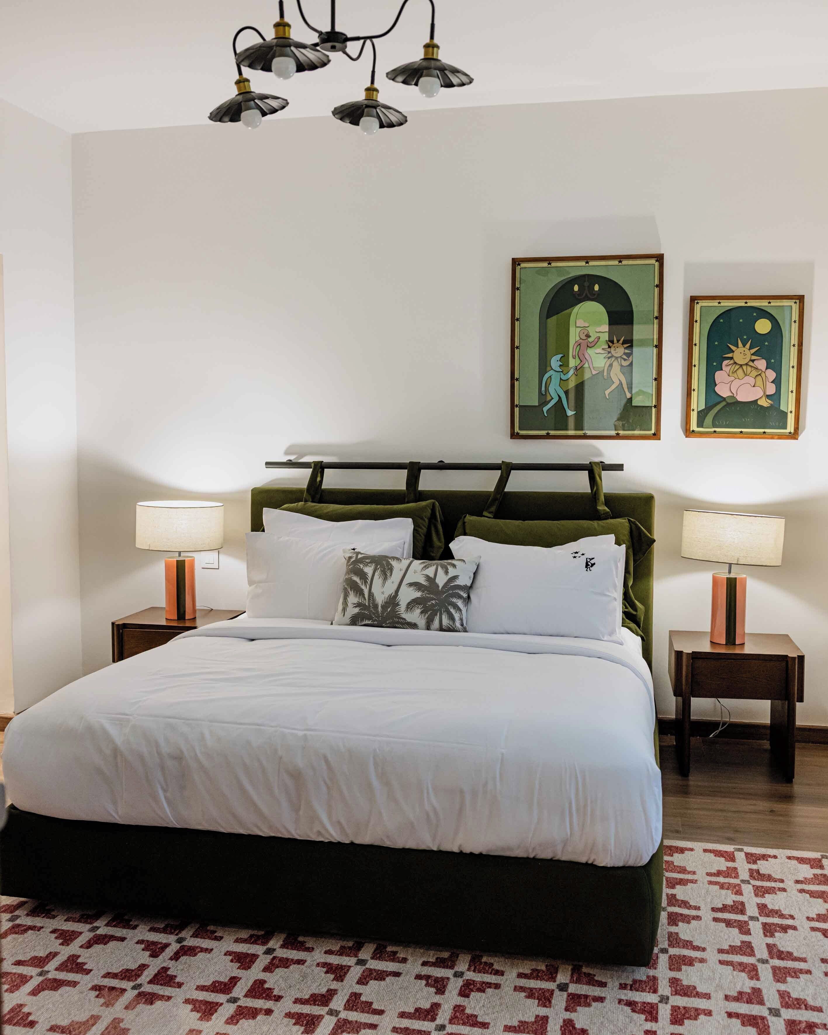 럭셔리 아파트, 침실 2개, 발코니, 정원 전망