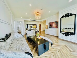 Appartement, 3 chambres, balcon, vue mer | Coin séjour