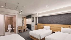 A hotel room with two beds, a small kitchenette, a bathroom, and a dining area. - MIMARU Osaka Namba Station Annex (Opens on October 1, 2026) (Osaka)