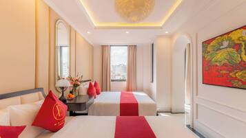 Premium bedding, down comforters, memory foam beds, minibar