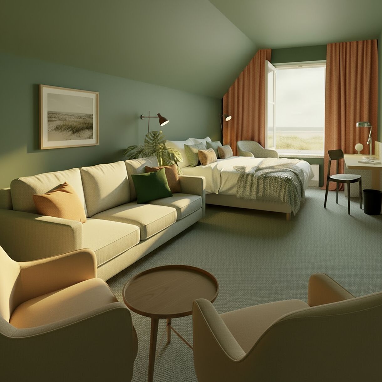 Quarto triplo luxo, vista para o mar | Individualmente decorados, individualmente mobiliados, escrivaninha