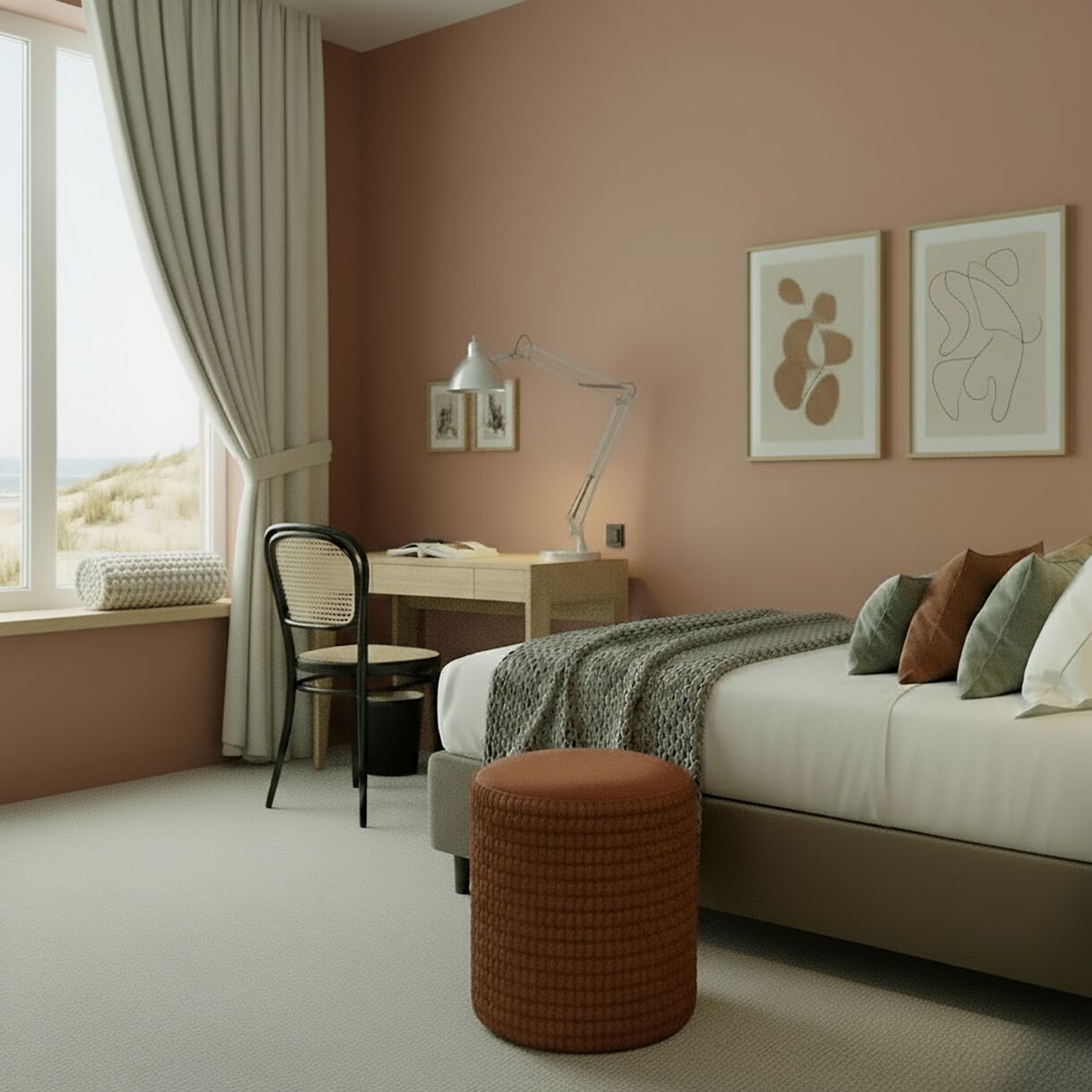 Quarto solteiro básico, vista para o mar | Individualmente decorados, individualmente mobiliados, escrivaninha