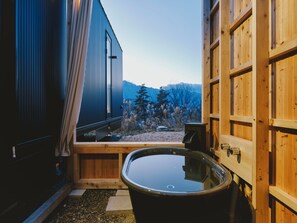 Twin Room, Mountain View | Bathroom | Hydromassage showerhead, hair dryer, towels, shampoo - BLANC YATSUGATAKE (Hokuto)