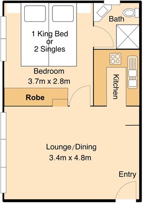 Floor plan - Ripponlea Sunny 1BR - Sleeps 2- 4 - AC, Laundry (Ripponlea)