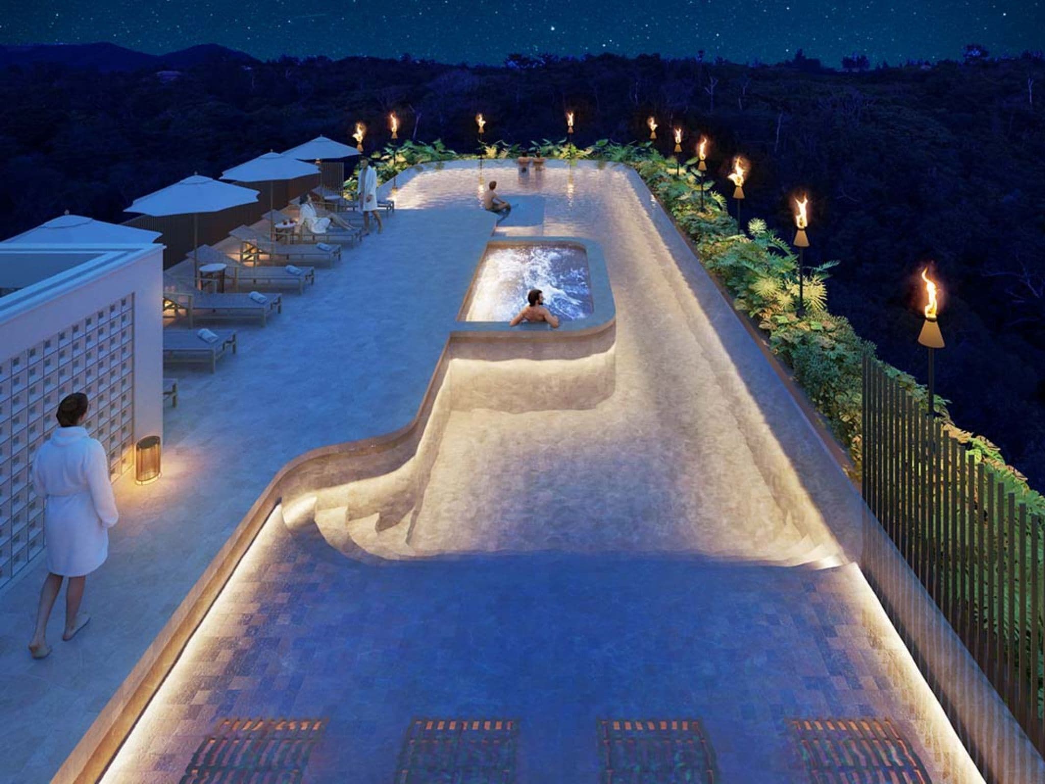 Indoor pool, outdoor pool, open 9:00 AM to 8:00 PM, pool loungers
