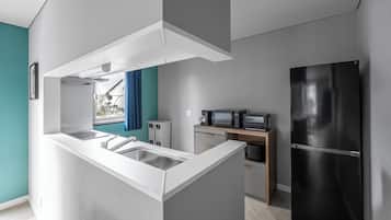 Fridge, microwave, stovetop, rice cooker