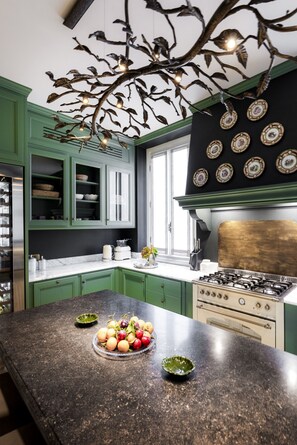 Fridge, microwave, oven, dishwasher