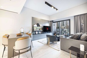 TV, offices - Stylish 2-Bed Urban Retreat, Business Bay (Business Bay)