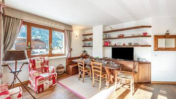 21-inch flat-screen TV with cable channels