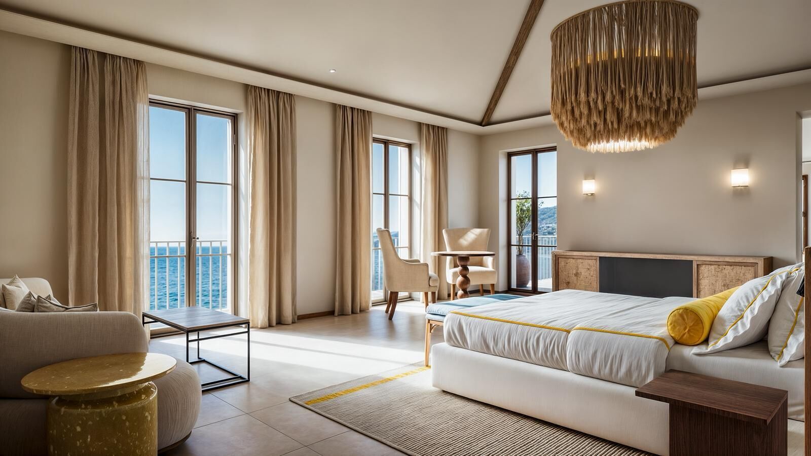 Suite Signature, vue mer | Literie de qualité supérieure, minibar, coffres-forts dans les chambres