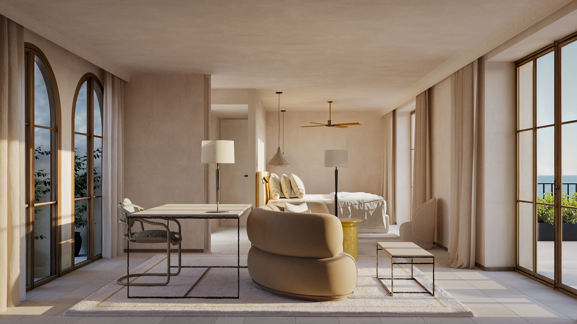 Suite Presidenziale, vista mare | Biancheria da letto di alta qualità, minibar, una cassaforte in camera