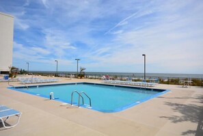 Pool - Cozy 2 Bedroom Oceanfront Condo with Outdoor Pool, Coastal Decor, and Amazing View is Perfect for Families! (Ocean City)