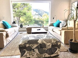 TV, fireplace