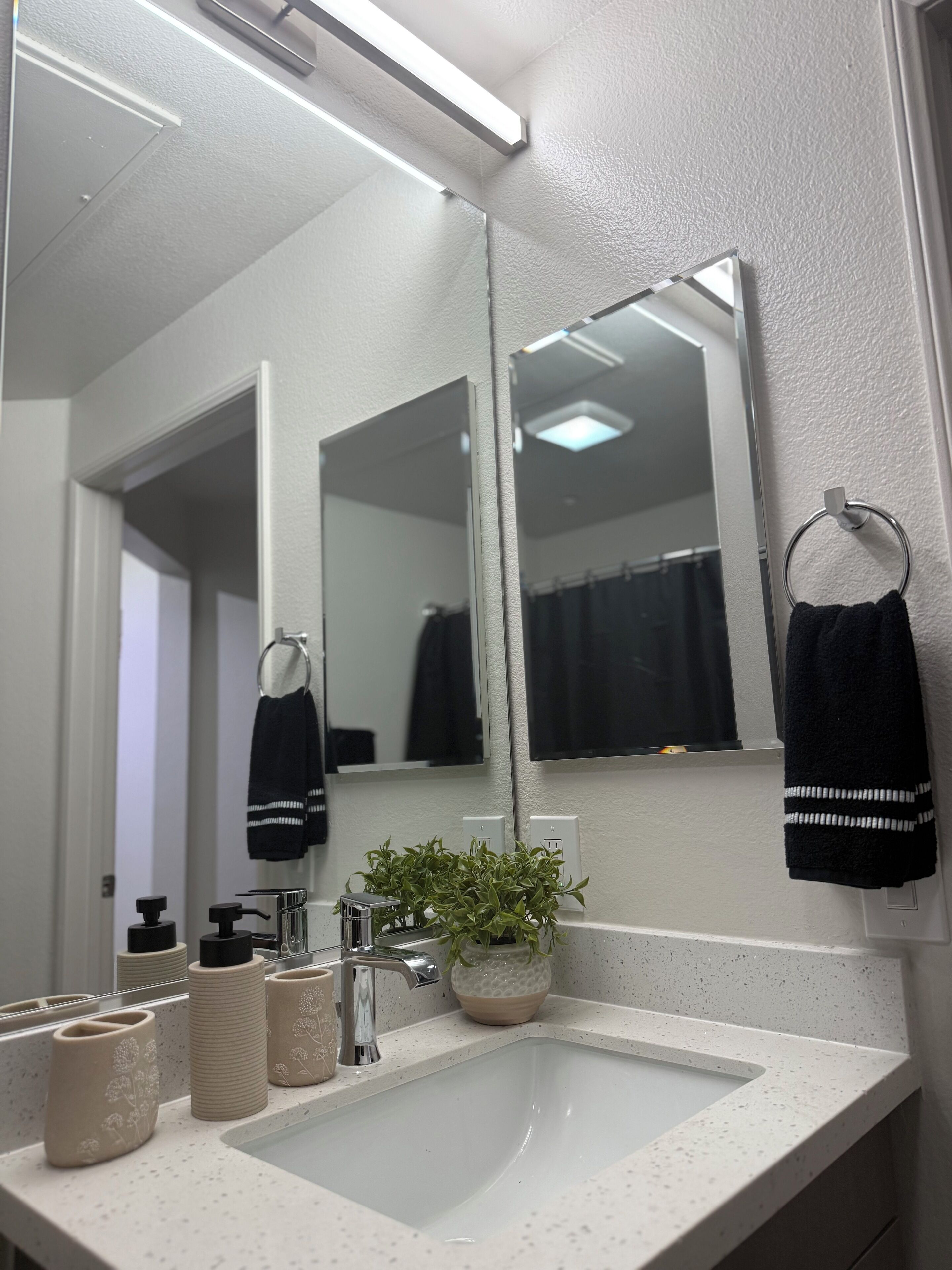 Bidet, towels, soap, toilet paper