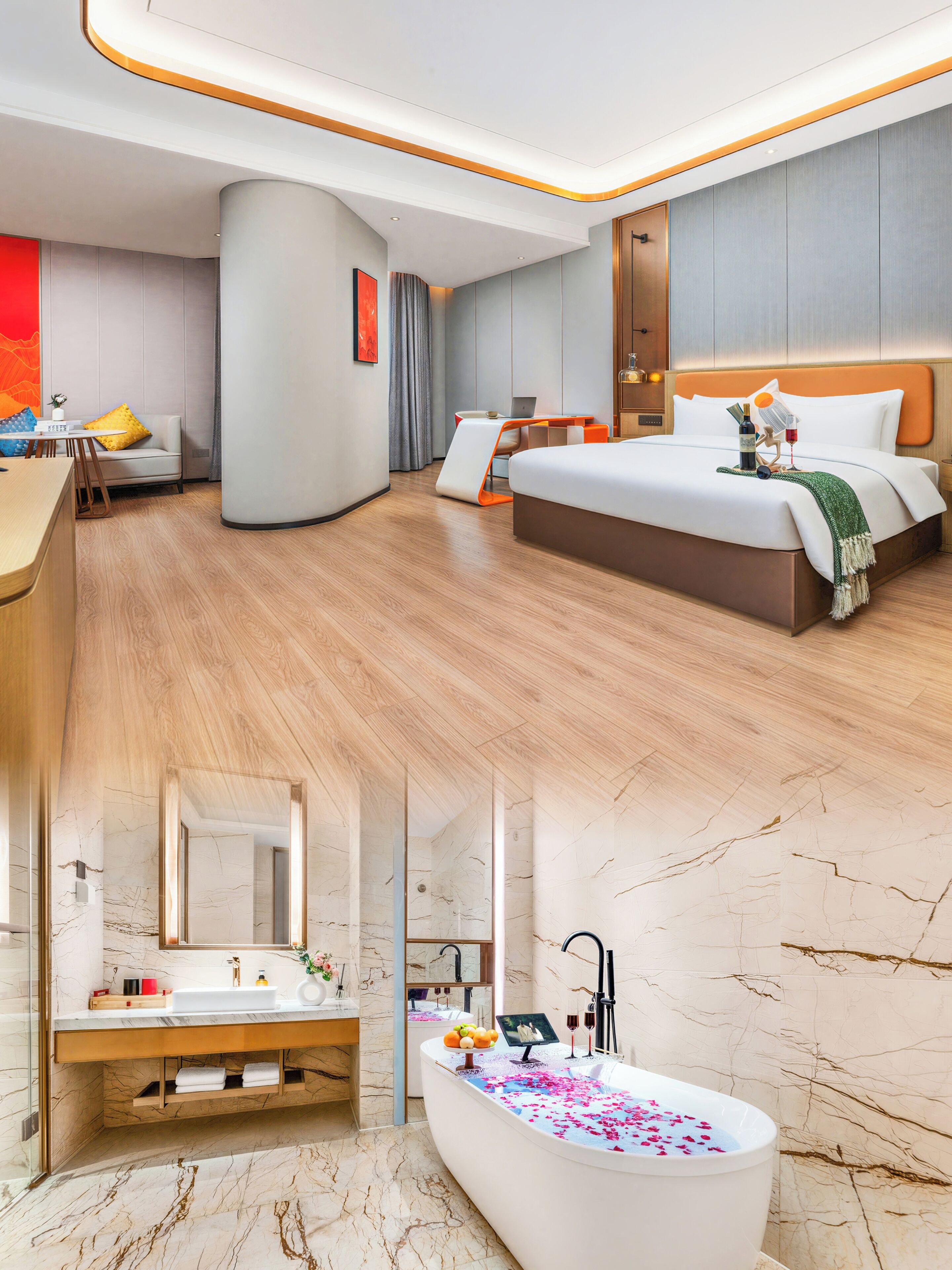 行政嘉賓大床房 | 高級寢具、記憶棉床墊、獨特設計、書桌