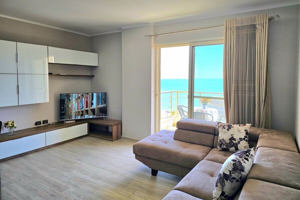 Family Apartment, Multiple Bedrooms (Sea Vista Durres 50m from beach) | Living area - Sea Vista Durres 50m From Beach (Durrës)