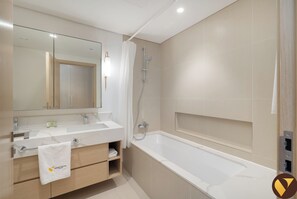 Luxury Apartment, Balcony, Canal View | Bathroom - Vogue | Icon Bay Creek Harbour | Waterfront Living (Dubai)
