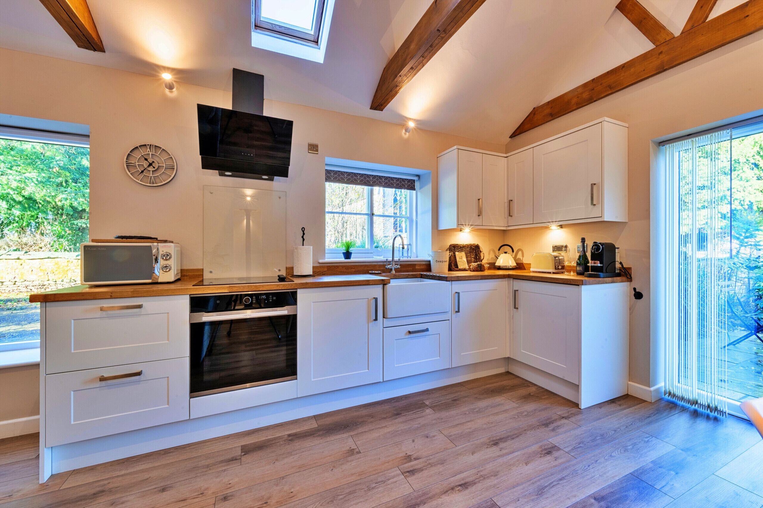 Fridge, microwave, oven, electric kettle