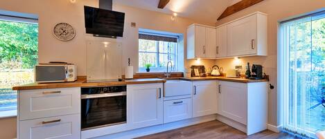 Fridge, microwave, oven, electric kettle